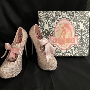 Crystal Sparkly Platform heels. Bordello by Pleaser. Worn only once.